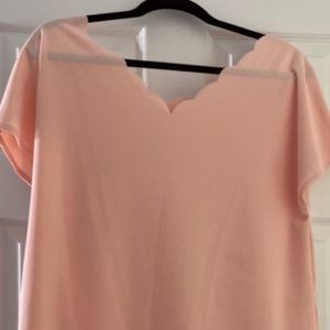 Pink scalloped short sleeve shirt